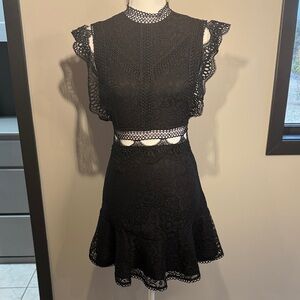 Sage and Paije Chic Black Lace Mini Dress